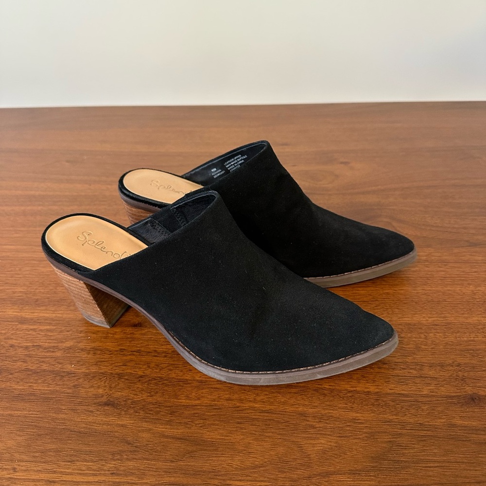 Splendid Women's Black Suede Mules size 10 CRAZY COMFY! 3in Heel